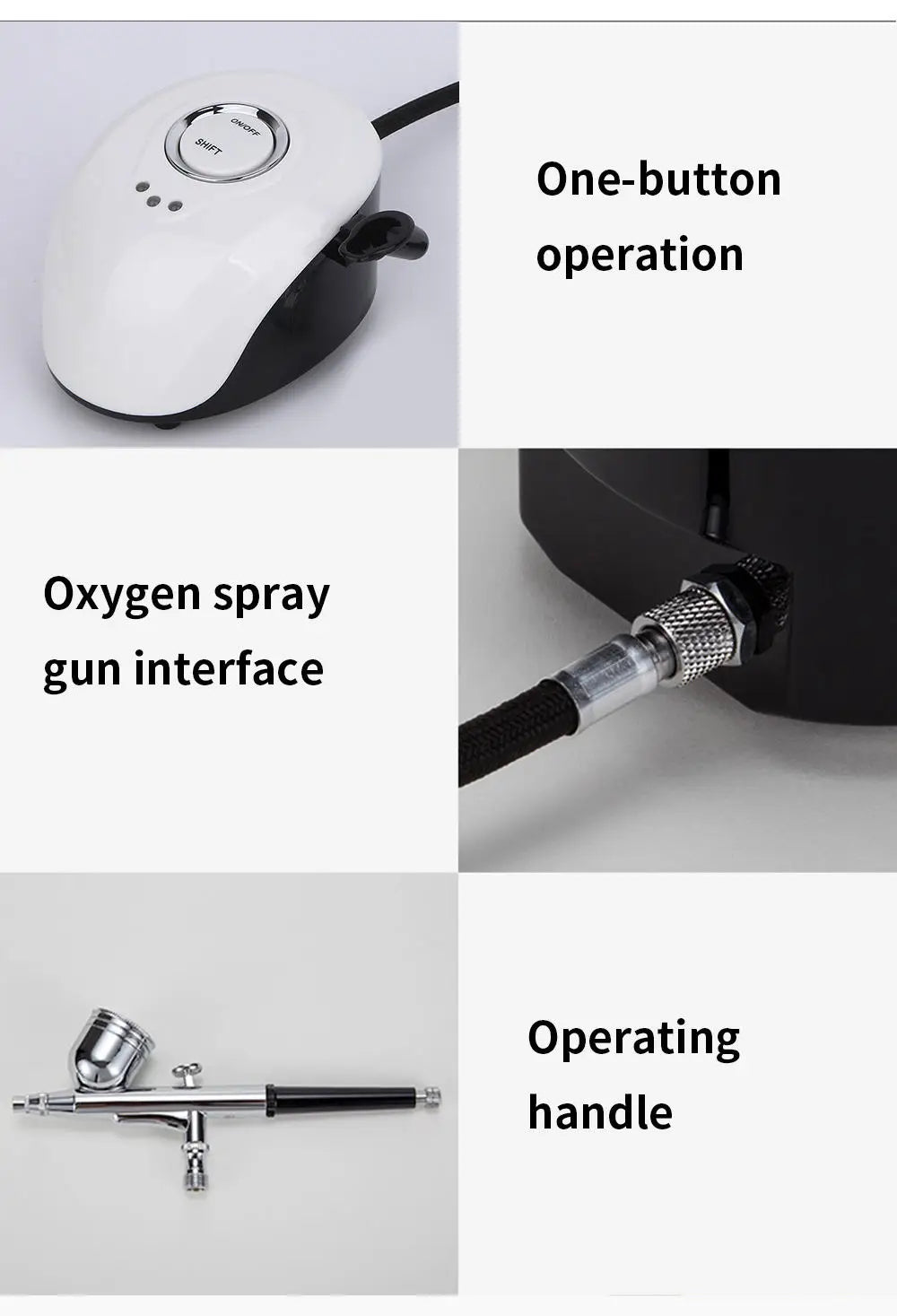 Water Injection Oxygen Machine Facial Steam Oxygen Injector Polite Compressor Set Paint Airbrush Nail Art Tattoo Nano Sprayer