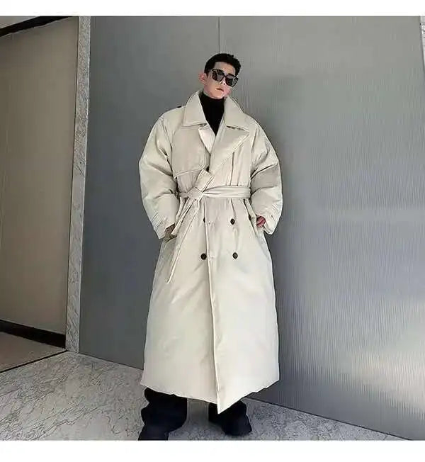 LUZHEN Winter Stylish Double Breasted Long Padded Coat Men's Original Design Thickened Knee-length Trench Trendy 2023 New Cac4db