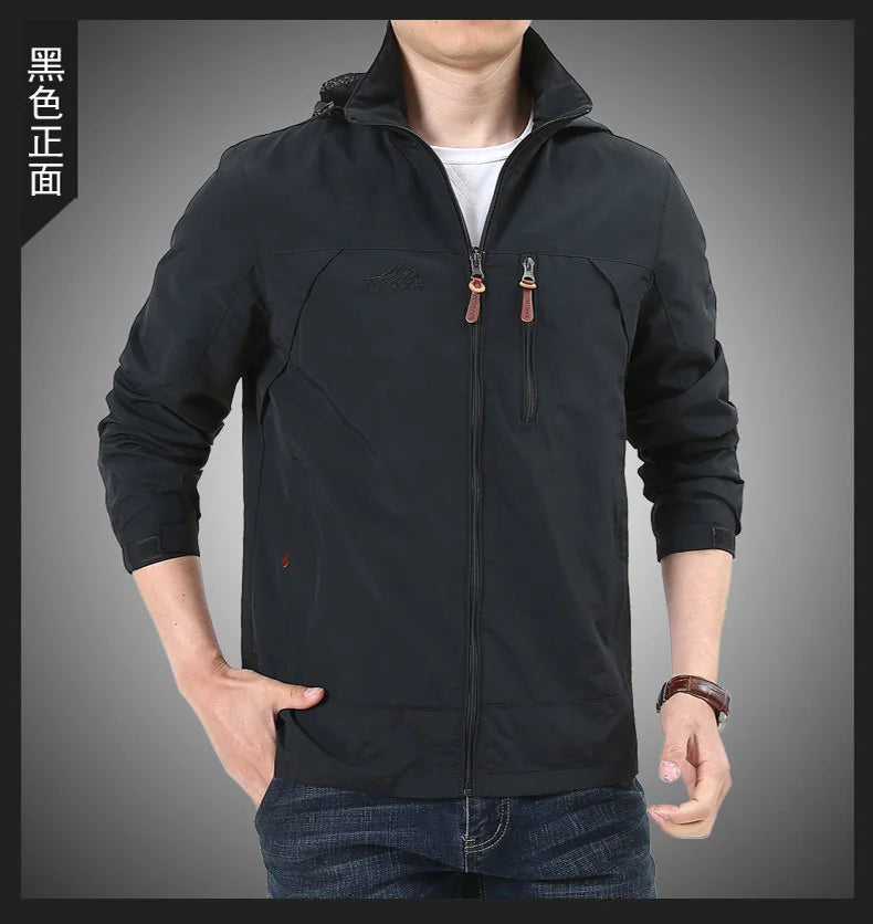 Men's Windbreaker Casual Men's Hooded Jacket Outdoor mountain Waterproof MA-1 Pilot Coat Men's Mountaineering Hunting Suit