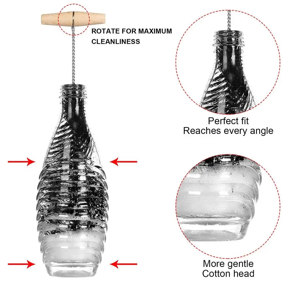 Soda Stream Bottle Brush With Beechwood Handle Glassware Jars Cleaner Kitchen Cleaning Tool Drink Bottle Cup Cleaning Brush