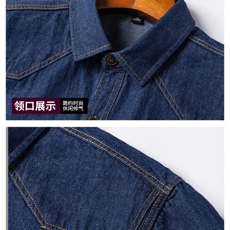 2023 Spring and Autumn Enzyme Washed Men's Long Sleeve Denim Shirt Pure Cotton Casual Fashion Outerwear Versatile Men's Clothing