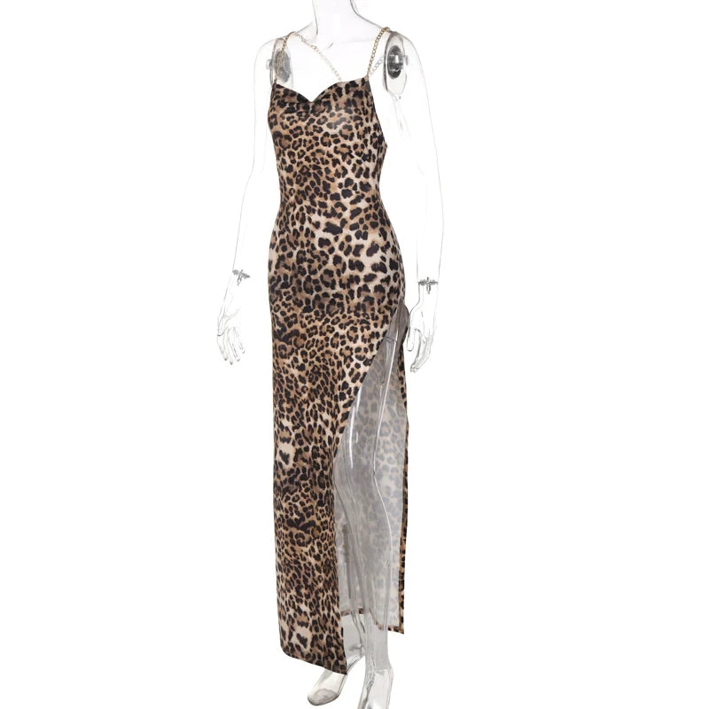 Hawthaw Women Sexy Party Club Evening Streetwear Bodycon Leopard Long Dress 2024 Summer Clothes Wholesale Items For Business