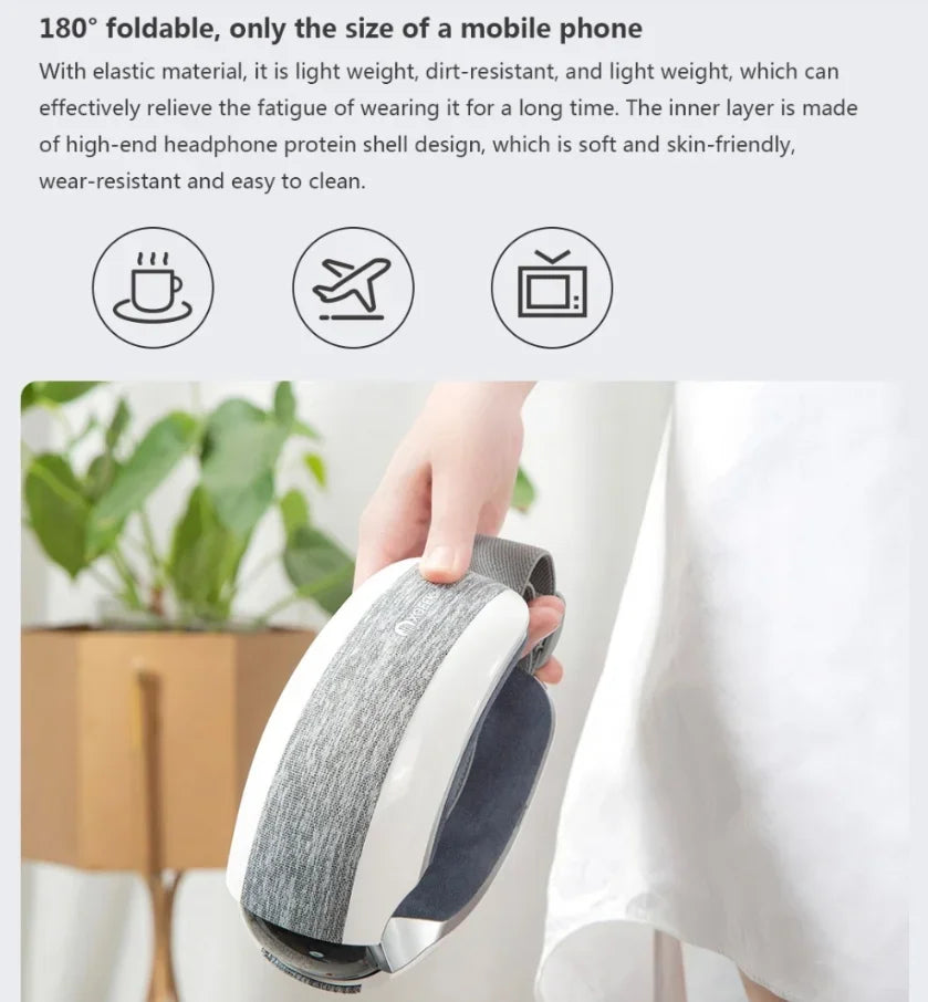 Xiaomi Mijia New Smart Eye Massager  Music 40 Degree  Hot Compress 4 Modes Press Foldable Eye Relax Massager Eye Mask