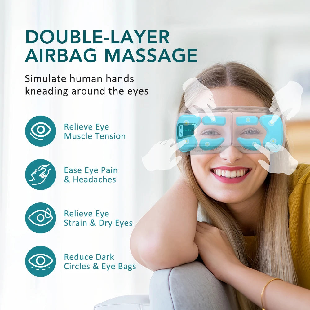 Electric Eye Massager Hot Compress Vibration Massage Bluetooth Music Relief Stress Fatigue Relax Foldable Eye Care Smart Glasses