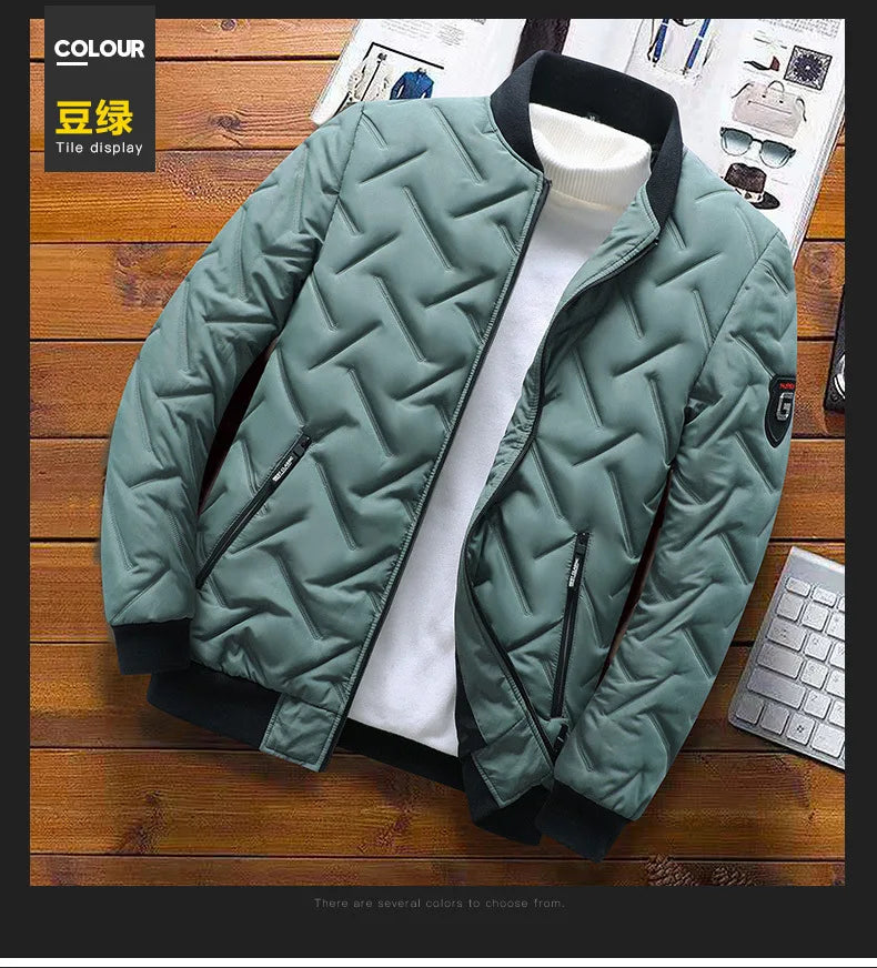 New Autumn Winter Jacket Men Cotton Padded Jacket Korean Fashion Streetwear Casual Jacket Men Stand Collar Coats Jackets 4XL 5XL