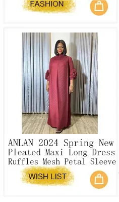 ANLAN Miyake Pleated Maxi Long Dress 3D Flower Splicing Lantern Sleeve Half Turtleneck Formal Dresses for Women 2025 New 5AN9928