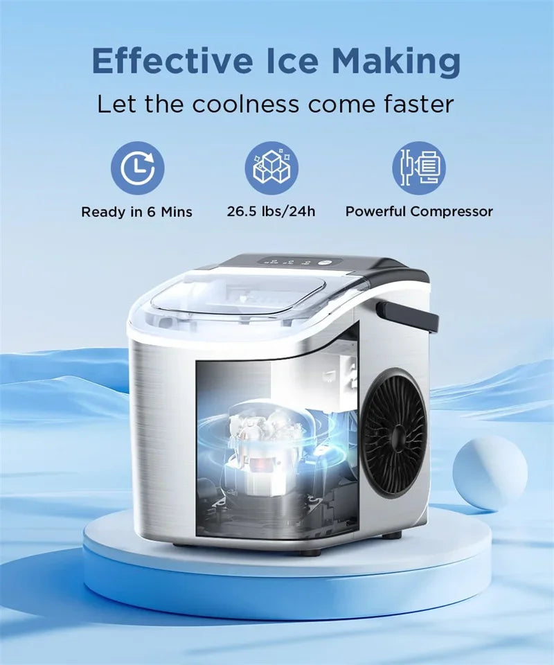 Electric Ice maker for Bar Home Kitchen Office bullet cylindrical Cube Maker via Scoop Automatic mini ice making Machine