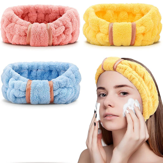 Headbands Spa Facial Headbands Makeup Headbands Elastic Terry Cloth Head Wrap for Women Washing Face Makeup Shower Yoga Sports