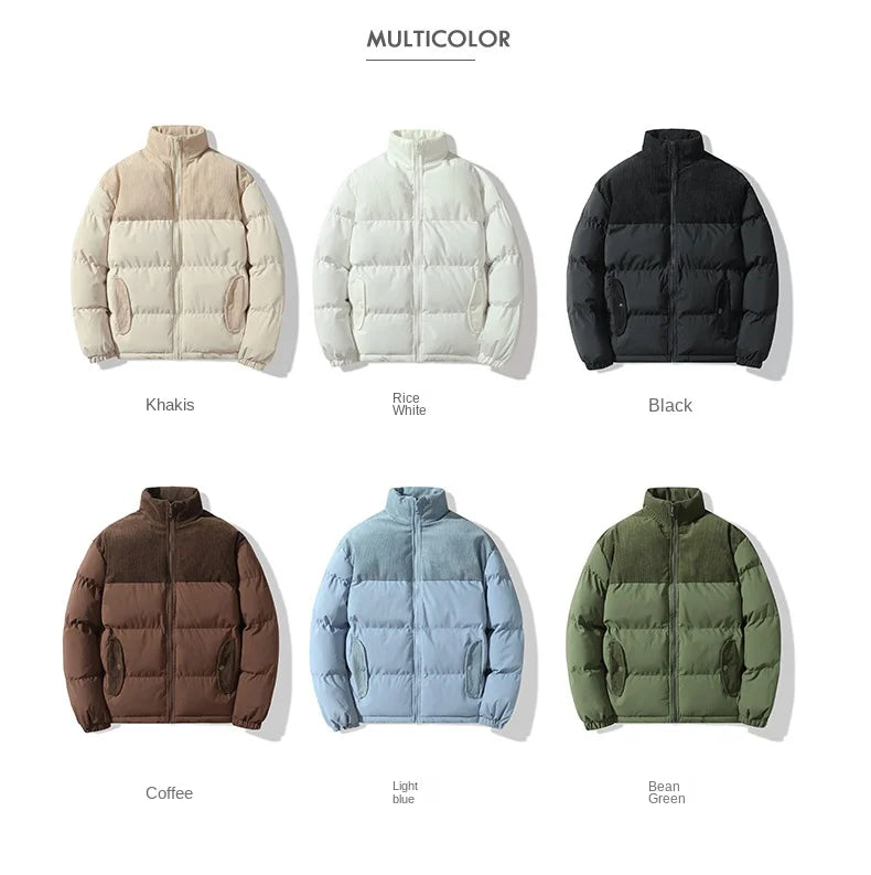 Autumn Winter Spliced Polar Fleece Solid Color Down Jacket High Quality Fabric Warm Comfortable Skin Lock Warm Men's Down Coats