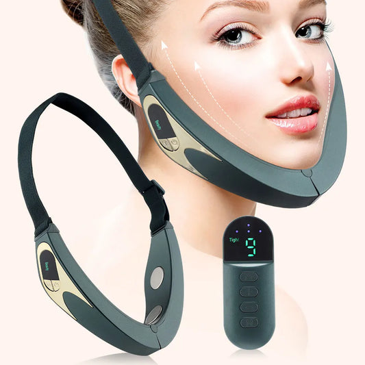 Facial Lifting Device Facial Slimming Vibration Massager Facial Heating Double Chin V Shape Lift Belt Face Hot Compress Massager