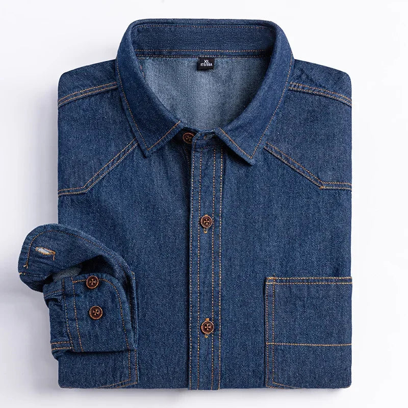 2023 Spring and Autumn Enzyme Washed Men's Long Sleeve Denim Shirt Pure Cotton Casual Fashion Outerwear Versatile Men's Clothing