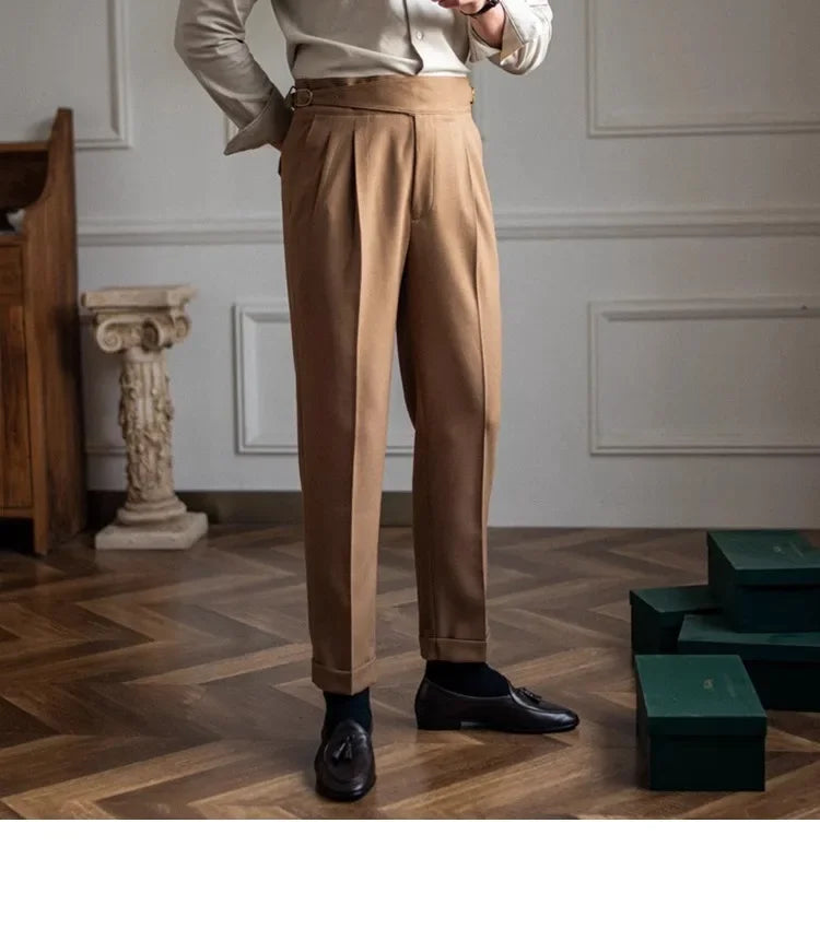 2023 Autumn/winter New Italian Style High-waisted Straight-leg Long Pants Casual Versatile Trousers For British Men