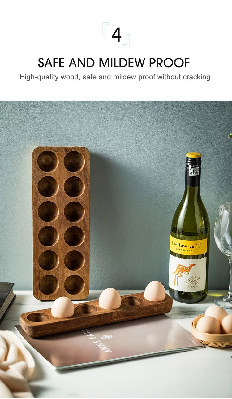 Wooden Egg Storage Box Eggs Tray Home Storage Rack Multi-Compartment Eggs Holder Kitchen Cooking Refrigerator Keep Fresh Tools