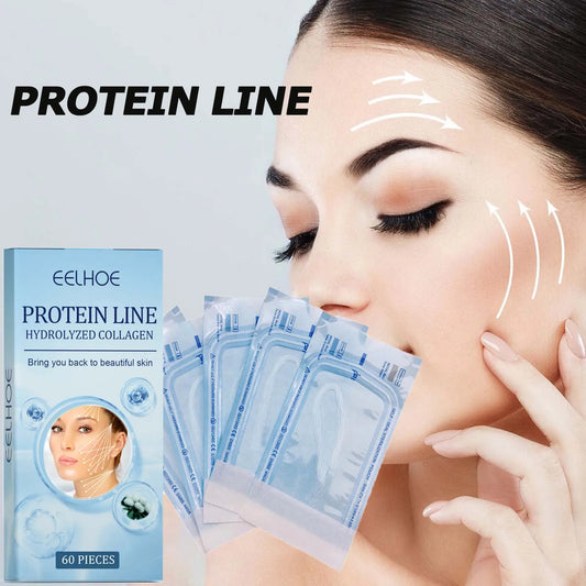 60Pcs Gold Protein Line Fade Wrinkle Firming Facial Filler No Needle Absorbable Smoothing Hydrolyzed Collagen Thread Serum