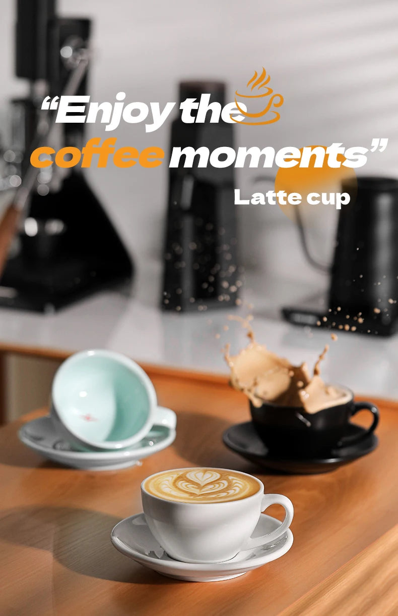 MHW-3BOMBER 280ML Esspresso Cup Saucer & Spoon Ceramic Tea Mugs Set Home Kitchen Accessories Chritmas Gifts for Coffee Lovers