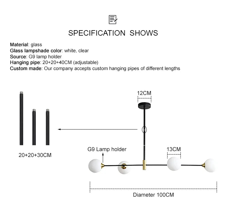 Modern Chandelier for lliving room Minimalist Glass Ball Pendant Lights Home Decoration Dining Room Kitchen Hanging Lamp Bedroom