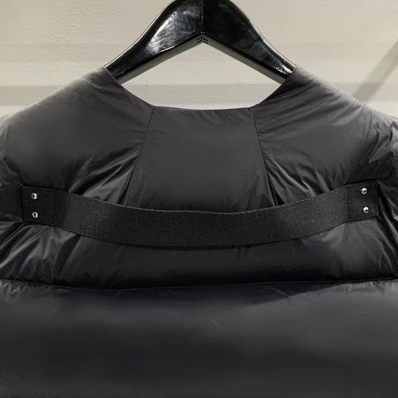 HKSH Autumn Winter Men's Tide Dark V-neck Cotton Jacket Women Splice Fur Patchwork Sleeveless Vest Zipper Chic Down Coats HK2466