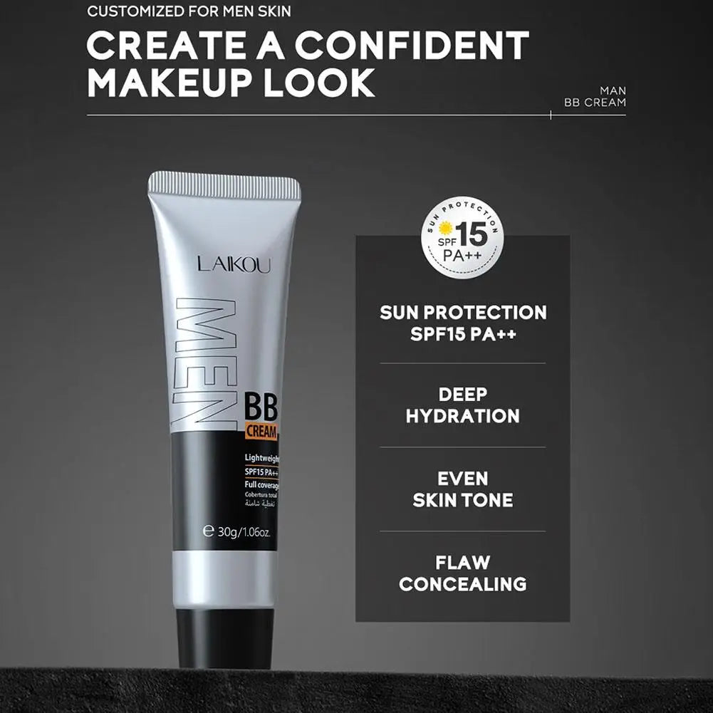 BB Cream For Men Full Coverage Facial Concealer Long Lasting Makeup Foundation Waterproof Men BB Liquid Foundation 30g