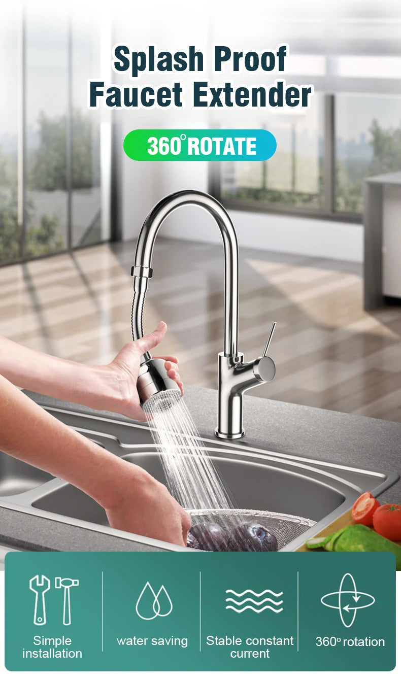 Faucet Extender 360 Degree Rotary Kitchen Sink Faucet Bubbler Water-Saving Device Adapter Soft Water Nozzle Bathroom Accessories