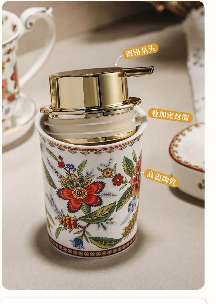 250ML Color Pattern Ceramic Lotion Bottle Facial Cleanser Foamer Home Makeup Remover Shampoo Storage Bottle Bathroom Accessories