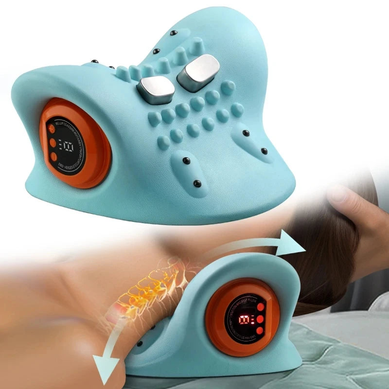 Cervical Neck Massager EMS Relax Heat Devices for Adult Cervical Repair Traction Electric Neck and Head Acupoint Massage Pillow