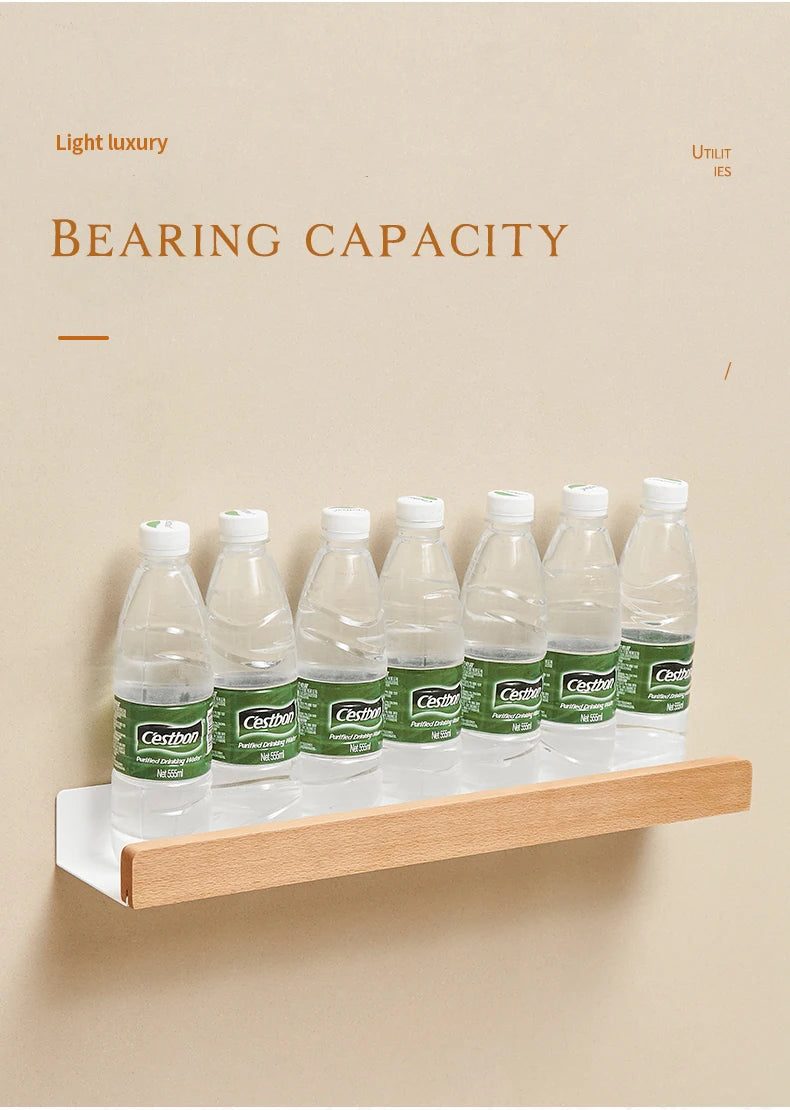 Bathroom Rack Wall-mounted Shower Room Toilet  Nordic style Shelf Cosmetic Storage kitchen Multi-purpose Shelf Solid Wood