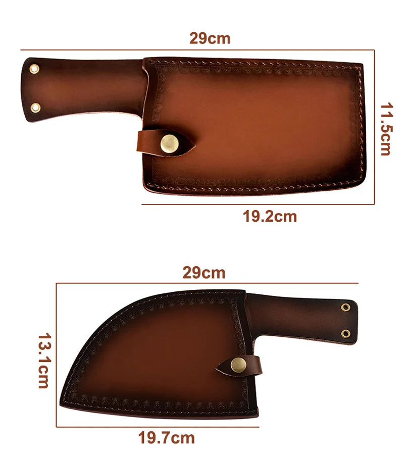 Kitchen Chef Cleaver Chopping Knife Sheath Leather Slicing Blade Guards Protect Case Cover Camping Hunting Travel Scabbard Tools