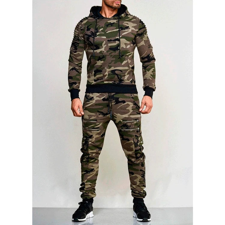 Men's Tracksuit Military Hoodie Sets Camouflage Hooded Leisure Suit Man Sweatshirt Pants Tactical Sweat Sports Suit