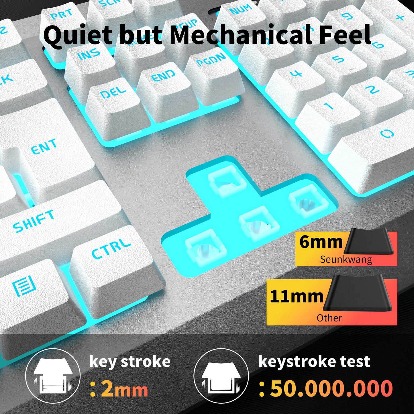 EWEADN Wired Membrane Keyboard, USB All-Metal Panel  Computer Keyboards with Multimedia knob and mobile phone holder,for Gaming