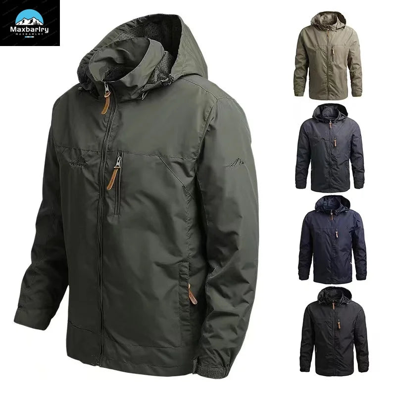 Men's Windbreaker Casual Men's Hooded Jacket Outdoor mountain Waterproof MA-1 Pilot Coat Men's Mountaineering Hunting Suit