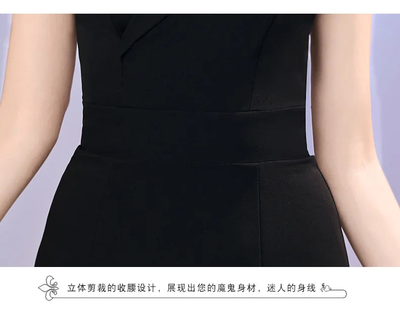 Host evening dress, light luxury, niche one shoulder black long dress, fishtail, one shoulder dress, female