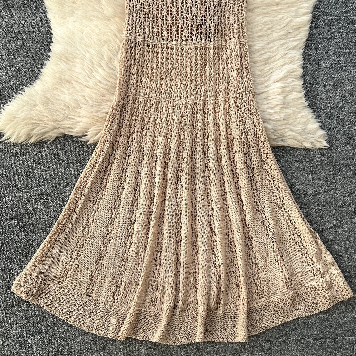 SINGREINY Vacation Style Casual Dress Suits Solid Strap Short Sundress+Knitting Hollow Out Long Dress Korean Women Beach Sets