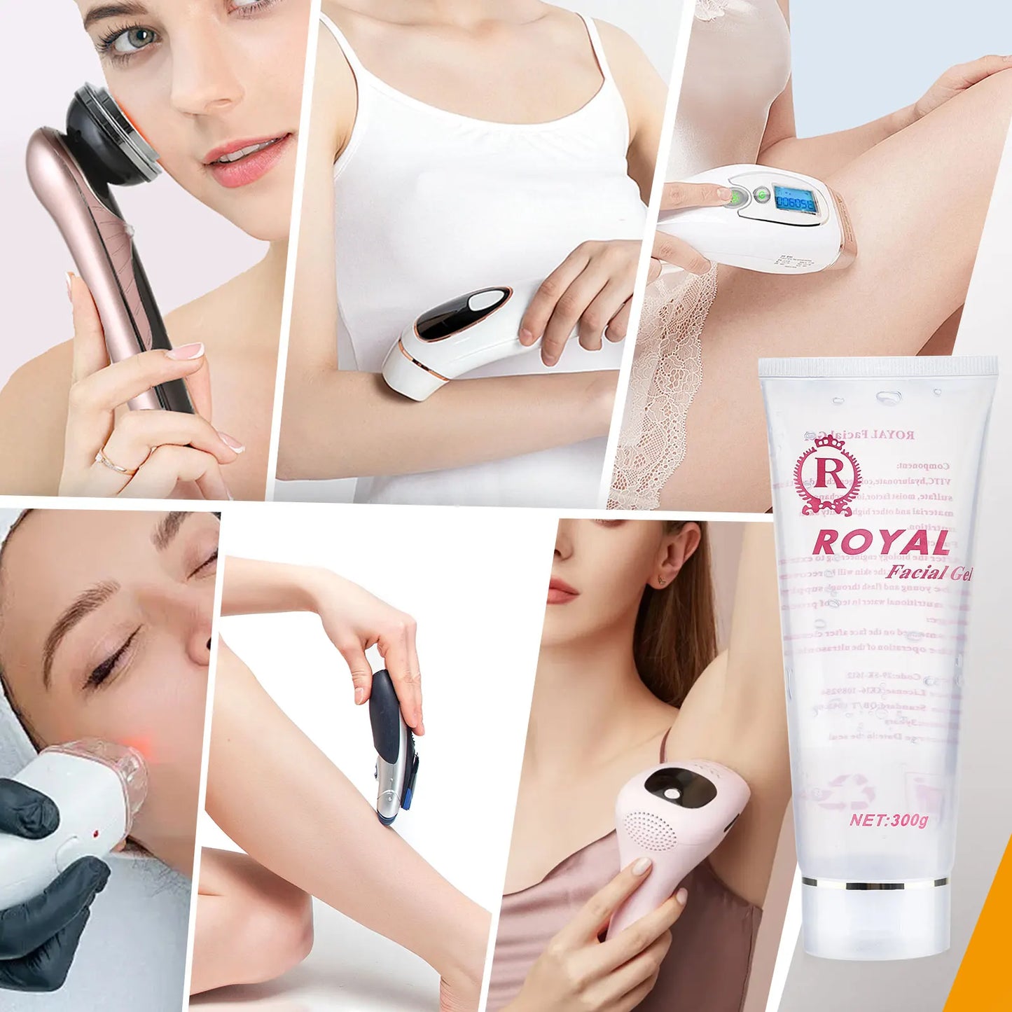Facial Skin Lifting Firming Tighten Anti Wrinkles Injection Gel Cream RF&EMS Body Slimming Ultrasonic Gel Massager Cavitation