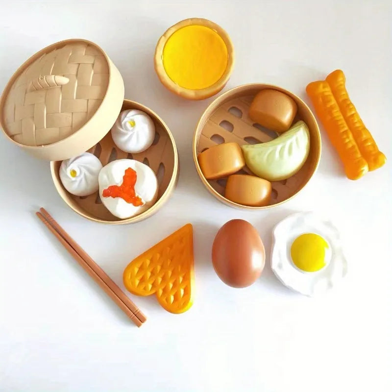 Chinese Breakfast Food Set Chinese Dim Sum Food Cooking Role Play Toys Kitchen Simulation Food Toys Girls Boys Children
