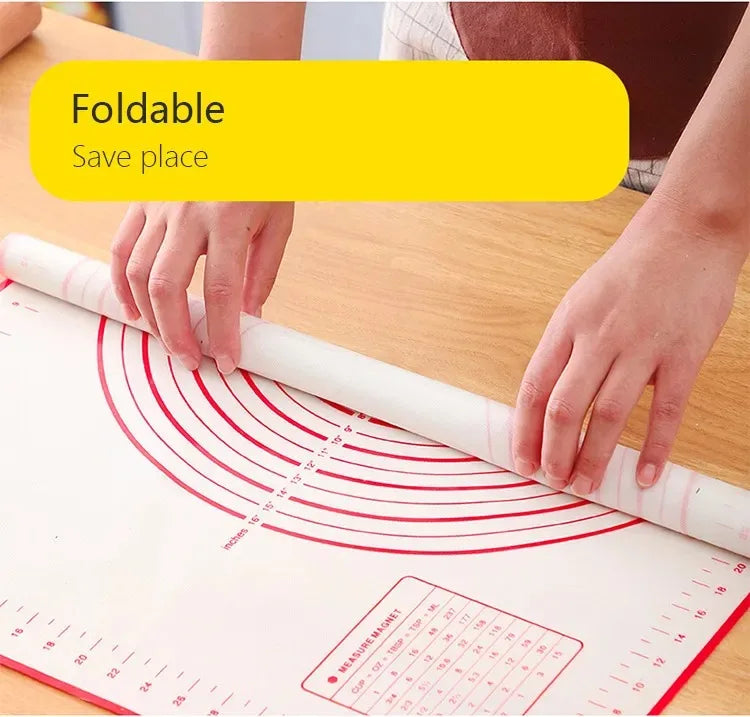 BUYYES 1PCS White And Red Kneading Mat Silicone Baking Mat Pizza Cake Dough Maker Kitchen Cooking Grill Gadget Baking Utensils