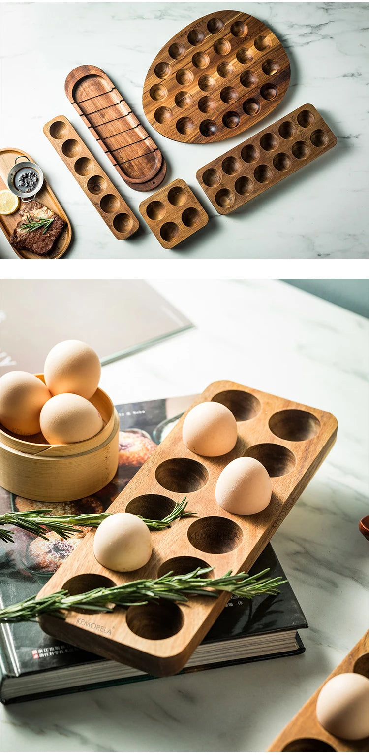 Wooden Egg Storage Box Eggs Tray Home Storage Rack Multi-Compartment Eggs Holder Kitchen Cooking Refrigerator Keep Fresh Tools