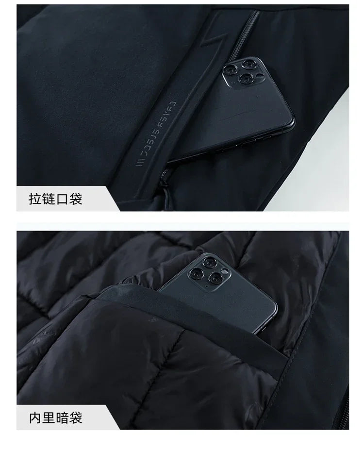 Men Fashion Hooded Windproof Warm Coat Plus Size Outwear Men Hooded Thick Fleece Warm Casual Thicken Cotton Jacket Winter Parka