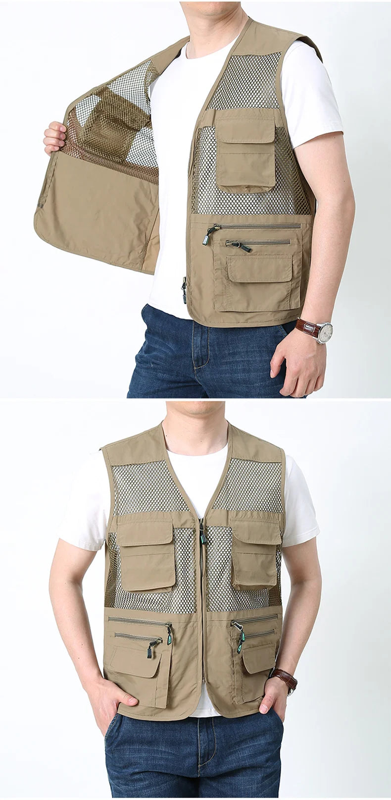 Summer Thin Mesh Vest Outdoor Sportsfor Jackets Bigsize Bomber Sleeveless Vest Casual Tactical Work Wear Camping Fishing Vests