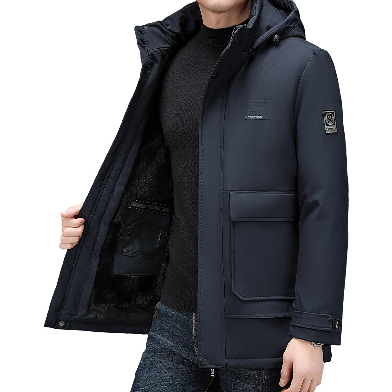 Men's Clothing Top Quality Brand Hooded Casual Fashion Long Thicken Outwear Parkas Jackets Winter Windbreaker Coats New Parkas
