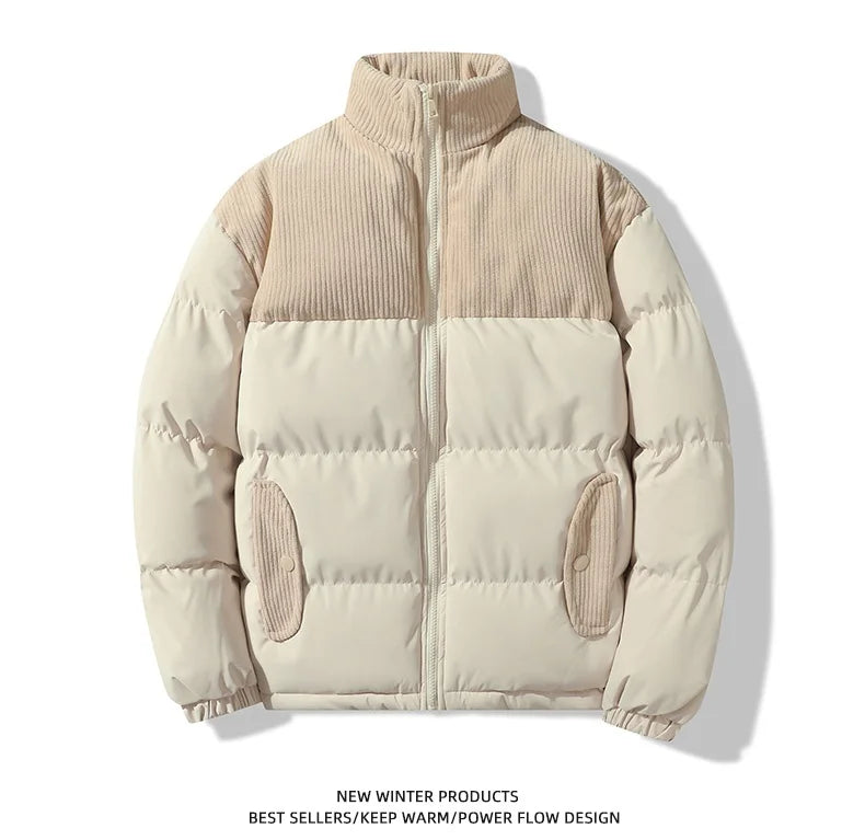 Autumn Winter Spliced Polar Fleece Solid Color Down Jacket High Quality Fabric Warm Comfortable Skin Lock Warm Men's Down Coats