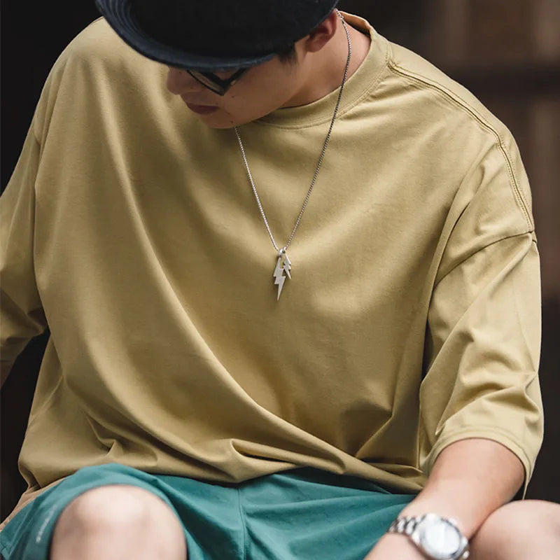 Maden Casual Cool-Touch Short Sleeve T-Shirt Men's Summer Breathable Loose Fit Crew Neck Tee Basic Versatile Solid Color Tops