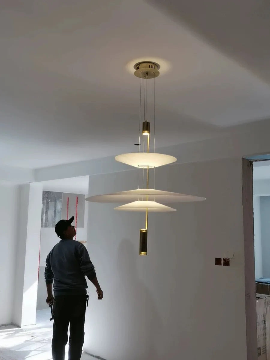 Postmodern LED Pendant Lamp Flying Saucer Indoor Decor Acrylic Chandelier Dining Table Bar Living Room Kitchen UFO Hanging Light