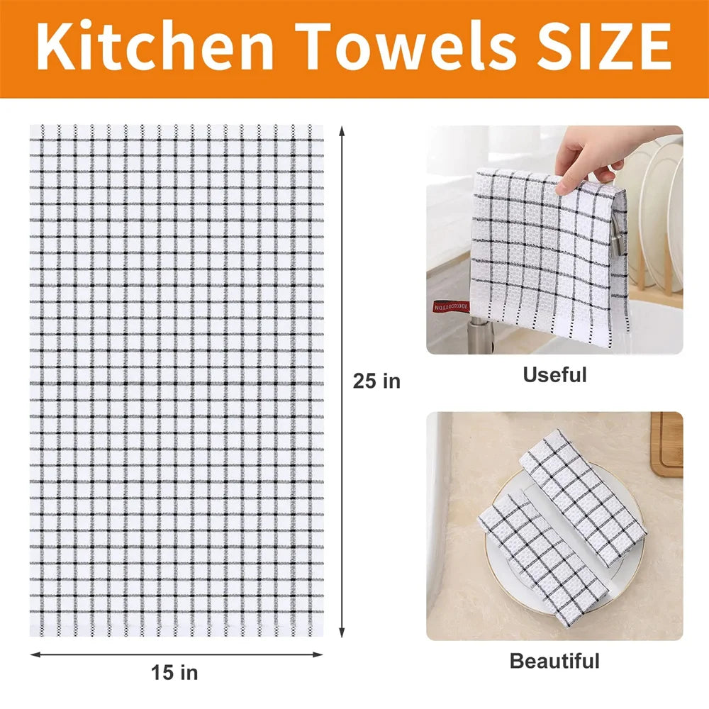 Homaxy 100% Cotton Kitchen Towel Soft Dishcloth Super Absorbent Kitchen Cloths Home Cleaning Scouring Towel Washing Dishes Cloth