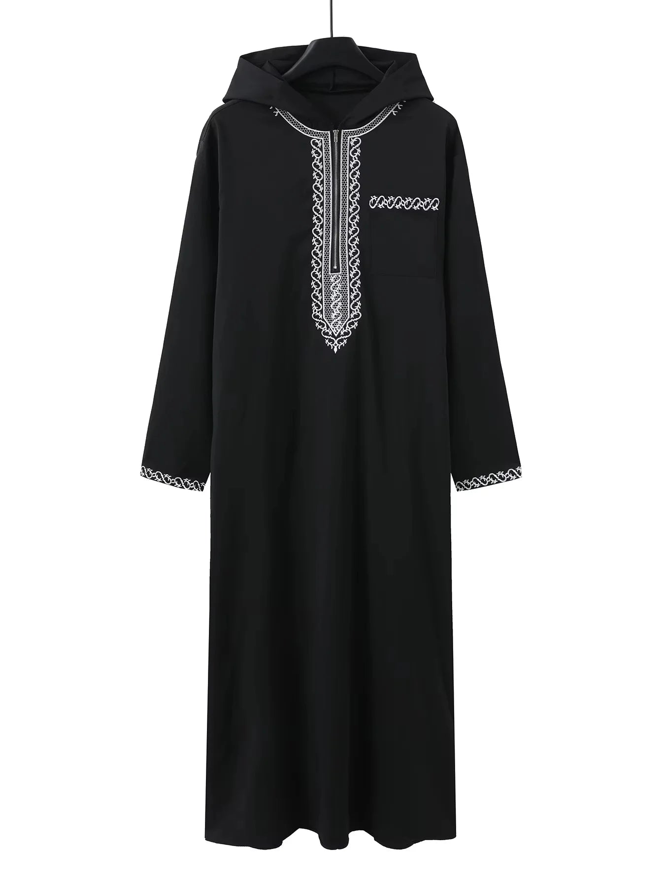 Muslim men's hooded robe fashionable luxury retro ethnic style embroidered men's robe simple casual daily worship robe
