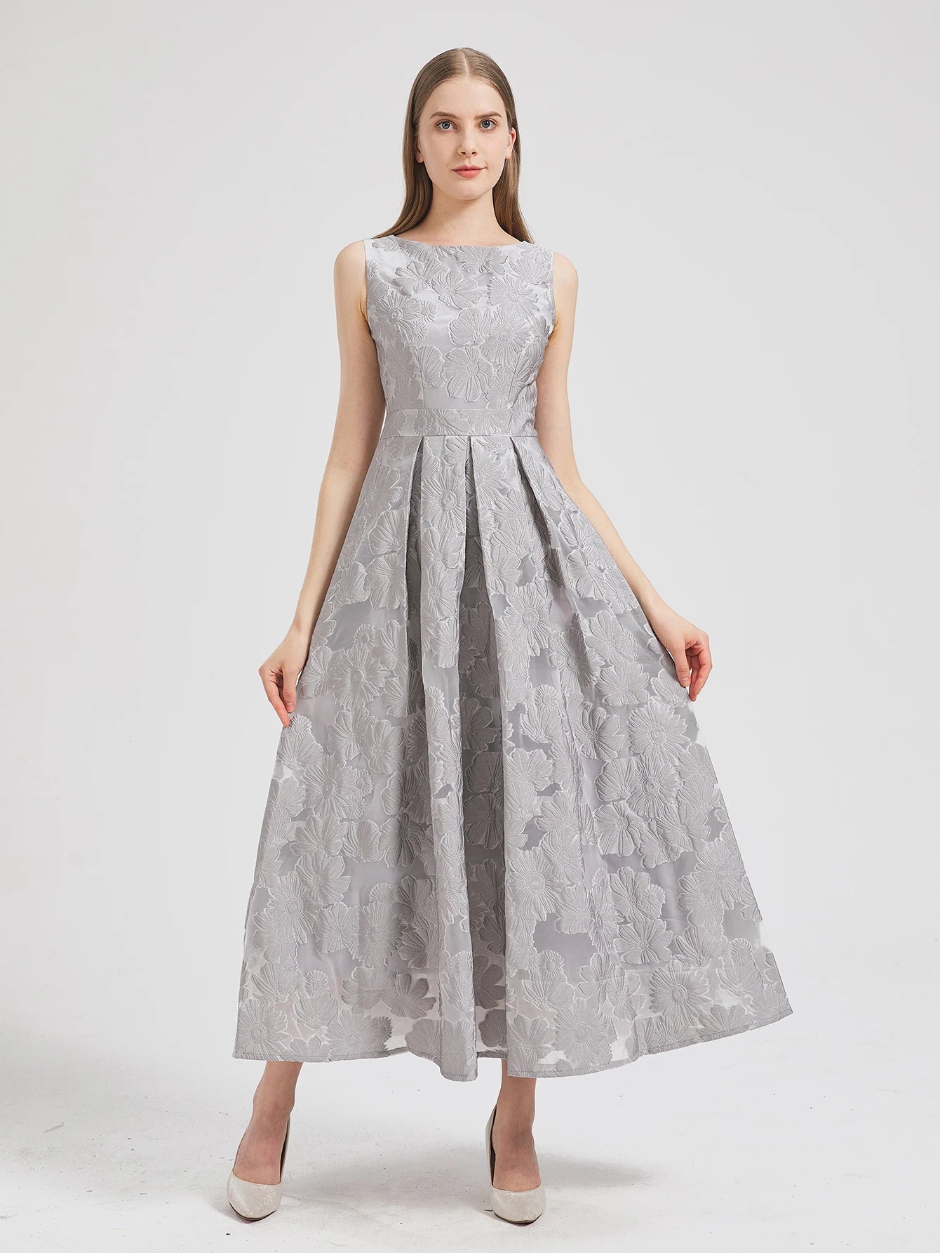 Women 2024 New Fashion Organza Flower Embroidery Elegant Long Dress Summer Sleeveless Dresses Lady Holiday Evening Prom Vestido