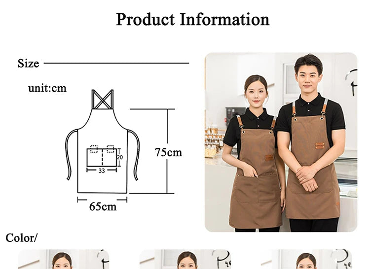 Men's Women's Kitchen Apron Custom Logo Catering Server Work Aprons Nails Hairdressing Mandil Restaurant Cafes Bar Waiter Bibs