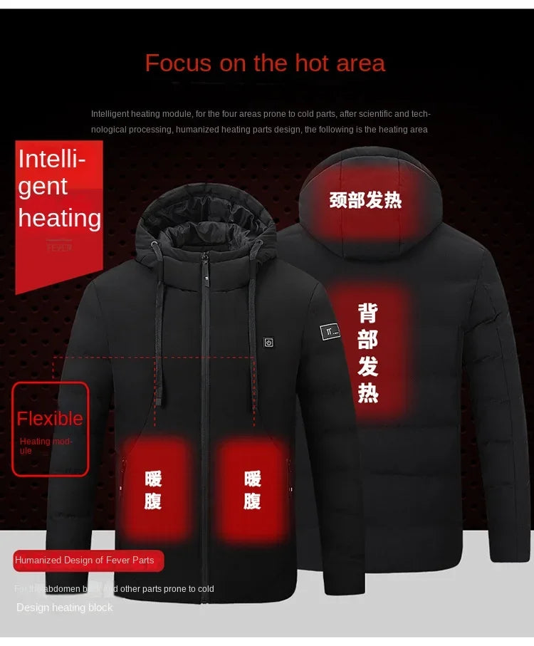 11 Zone Heating Jacket Vest Men Electric Heating Padded Jacket Usb Heating Clothes Outdoor Women Cold-proof Warm Ski Down Jacket