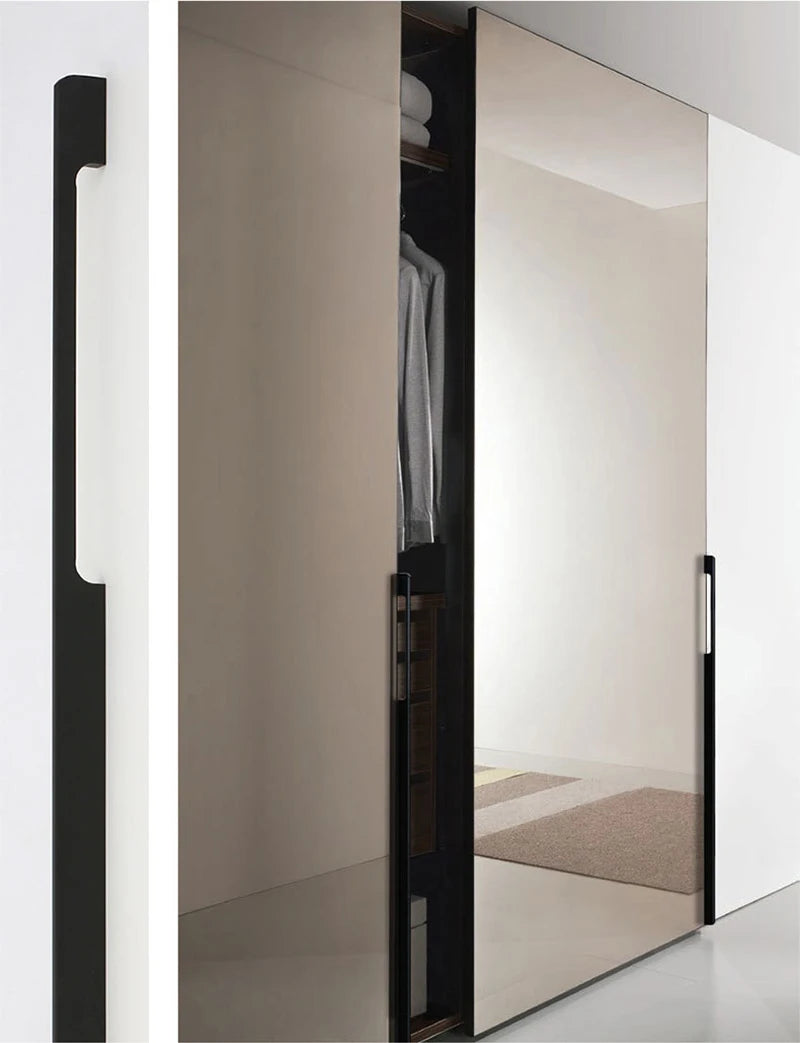 JUIDINTO 1pc Aluminium Cabinet Handle Pulls Black Handle 96-320mm Kitchen Drawer Handle for Furniture Wardrobe Closet