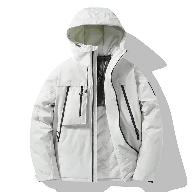 2024 New Winter Jacket Men Women Outdoor Ski Waterproof Graphene Warm Hooded Parka Male Street Casual Multi Pocket Padded Jacket