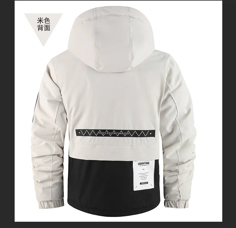 New men's thick padded jacket outdoor warm padded jacket winter men's large size hooded jacket waterproof